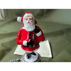 Wine Things Unlimited Pewter Painted Santa 1991 Bottle Stopper Cork Chain