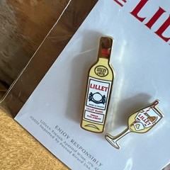 New! Lilet set of two enamel lapel hat pins French apéritif wine