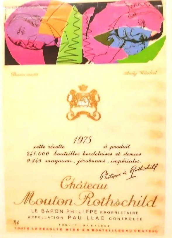 Chateau Mouton Rothschild 1975 Wine Label Andy Warhol Art Vintage