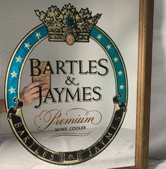 Vintage BARTLES & JAYMES Premium Wine Cooler Logo ~ Bar Mirror ~ 19&Prime; x 15.5&Prime;