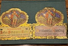 2 Ornate Antique Jim Beam Labels Imported James B Beam Moselle Wine NY NY