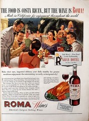 1944 Roma Wines Print Ad, Gran Hotel San Jose Costa Rica Illustration