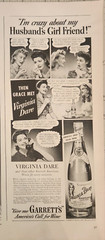 1941 Garrett&rsquo;a Virginia Dare American White Wine Vintage Ad 14 x 5 Girl Friend