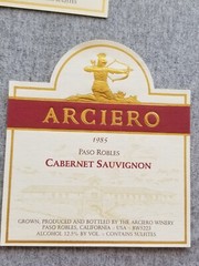 3 Vtg Arciero Wine Bottle Labels Zinfandel Cabernet Chenin Blanc Paso Robles CA