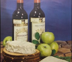 c.1960 French Wine Cheese Advertising Poster Carre de l&rsquo;Est Vin de Bordeaux ORIG