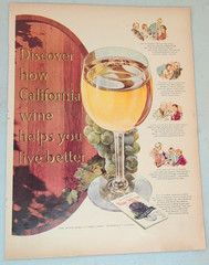1954 California Wine Vintage Print Ad Advisory Board Grapes Glass Barrel Social