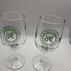 Vtg Golden Age Festival Travel 1988 10th anniversary commemorative wine glasses
