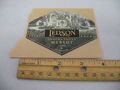 1995 Ledson Merlot Wine Label Sonoma Valley CA Estate Grown Chateau Castle Art