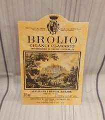 BROLIO ~CHIANTI CLASSICO ~BARONE RICASOLI ~ITALIAN WINE BOTTLE LABEL 375 ml ~