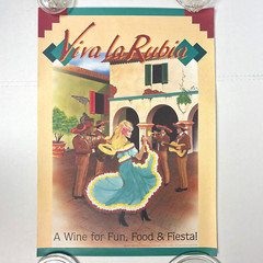 Viva La Rubia Table Wine Fun Food and Fiesta Vtg Poster 19×27 Napa Mariachis