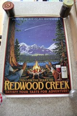 Redwood Creek Wine Poster CHOOSE 4! Canoe Moose Fish Sequoia Camp 18&Prime; x 24&Prime;