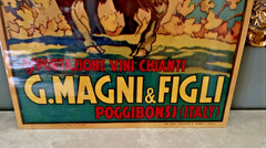 Vintage GUSTAVO MAGNI & FIGLI CHIANTI WINE ADVERTISEMENT on WOOD PANEL