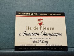 Geo F Lonz CLOSED Winery AMERICAN CHAMPAGNE Middle Bass Erie Isles OHIO History