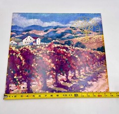 Clos Du Bois Vineyard Art Print – S. Waldron Watercolor, Mounted 18&Prime; x 16&Prime;