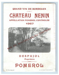 1967 Chateau Nenin Controlee French Wine Label S98E