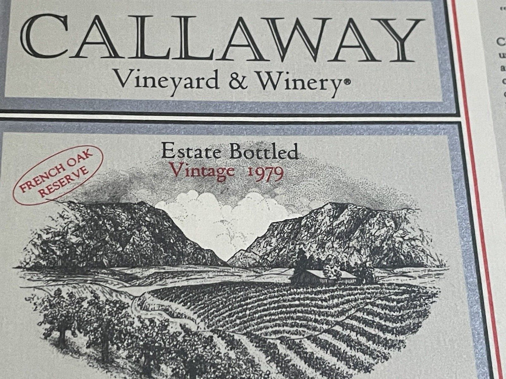 Perfect 1979 Callaway Chardonnay Napa Sonoma Temecula Wine Label Mini Poster