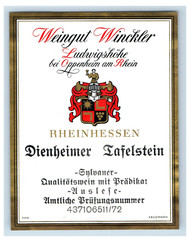 1960&rsquo;s-80&rsquo;s Weingut Winckler Dienheimer Tafelstein German Wine Label S73E