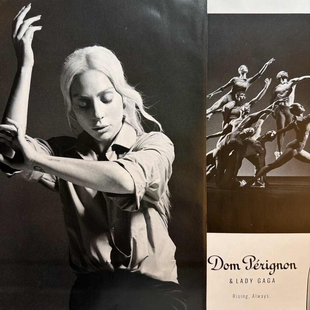 2023 Dom Perignon x Lady Gage 2pg PRINT AD Champagne Modern Dance Mario Sorrenti