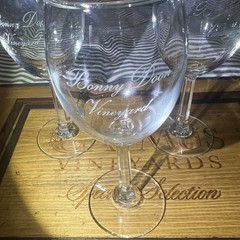 Set of 3 Vintage Bonny Doon Vineyards Winery Wine Glass Aptos California 7&Prime;