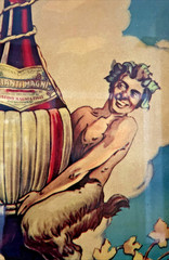 Vintage GUSTAVO MAGNI & FIGLI CHIANTI WINE ADVERTISEMENT on WOOD PANEL