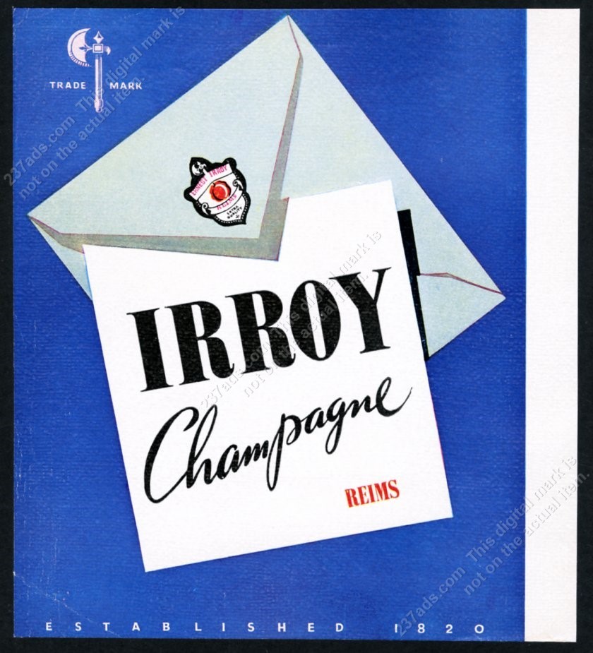 1954 Irroy Champagne illustrated unusual UK vintage print ad