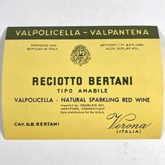 Reciotto Bertani Tipo Amabile Vintage Valpolicella Italy Paper Wine Label Unused