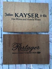 Vtg Julius Kayser B&G Brolio Black Tower Partager Wine Wooden Signs Advertising