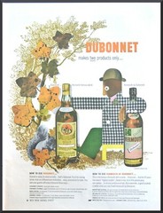 1943 Dubonnet Original Vintage PRINT AD Wine and Vermouth Fall Foliage Motif