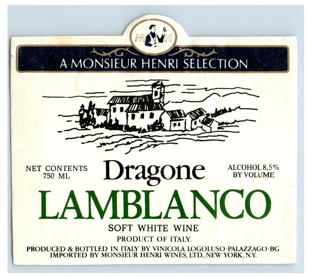 1970&rsquo;s-80&rsquo;s Dragone Lamblanco Italian #3 Wine Label Original S36E