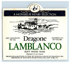 1970&rsquo;s-80&rsquo;s Dragone Lamblanco Italian #3 Wine Label Original S36E
