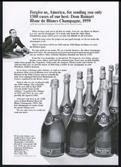 1966 Dom Ruinart Blanc de Blancs Champagne 1959 bottle photo vintage print ad