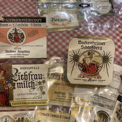 Lot of over 60 Vintage 1960-70 German French Wine Bottle Labels in Plastic