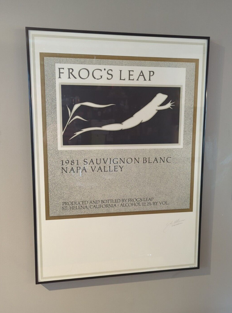 Iconic 1981 Frog&rsquo;s Leap Wine Label Framed Art by Chuck House Pencil Signed
