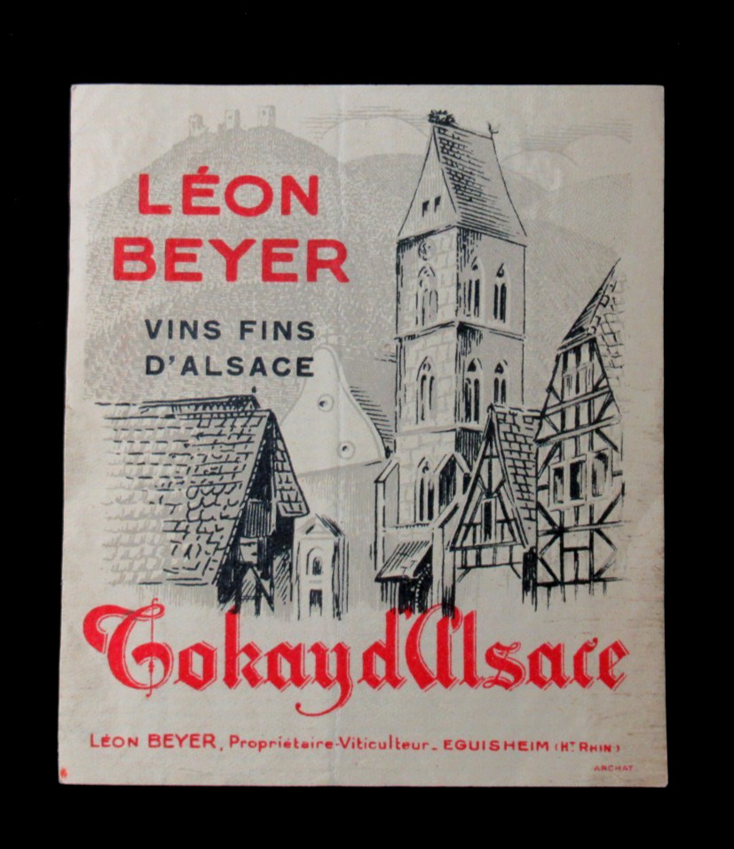 Original Vintage Wine Label Leon Beyer Vins Fins D&rsquo;Alsace France