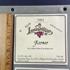 Vintage 1983 Inniskillin Winery Kerner Wine UNUSED Paper Label Niagara Q96