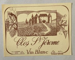 Vintage Clos St Jerome Vin Blanc Wine Label