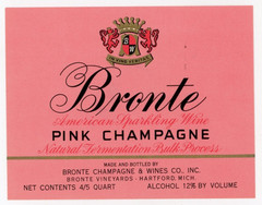 1960s-70s Hartford, MI Wine Label Pink Champagne Bronte Champagn & Wine Co #2G1