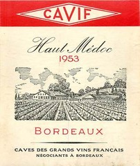 Label Wine Liquor Cavif Flaut Medoc 1953 Bordeaux Caves Des Grands Vins Francais