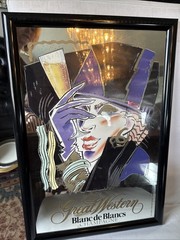 VTG Great Western Winery Blanc de Blancs Champagne Mirror Sign 19 x 13 Bar Decor
