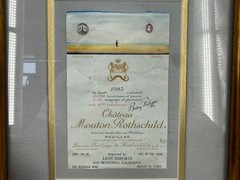 Vintage Framed Chateau Mouton Rothschild 1983 Saul Steinberg Wine Bottle Label