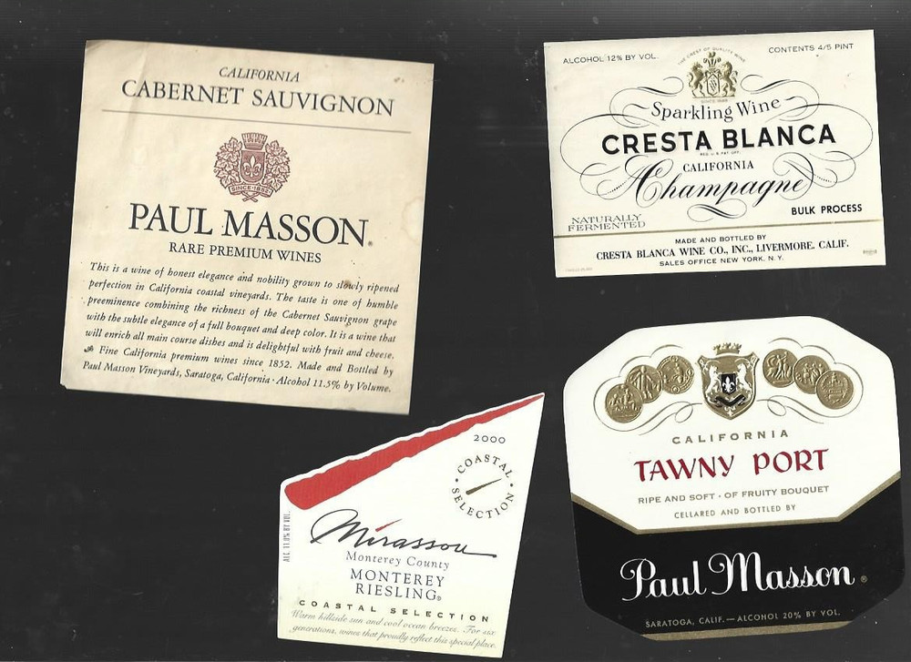 Lot of 4 different Wine bottle labels #24
