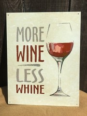 More Wine Less Whine Red Sign Tin Vintage Garage Bar Decor Old Glass