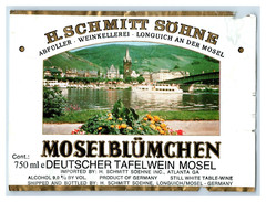 1970&rsquo;s-80&rsquo;s Schmitt Sohne Moselblumchen German Wine Label Original S12E