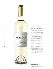 Terlato Pinot Grigio Wine Print Ad, Family Vineyards, Russian River Valley