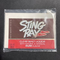 Vintage 1960s Sting Ray Clear Malt Liquor UNUSED Paper Label Wilkes-Barre Q1986