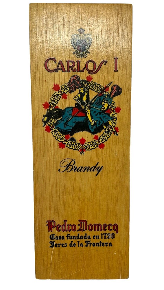 Carlos 1 Brandy Wooden Box Pedro Domecq Spain 12 1/4&Prime;x4 3/8&Prime;x3 3/4&Prime; Box Only