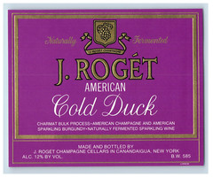 Vintage Almante American Gold Duck J. Roget French Wine Label S80E