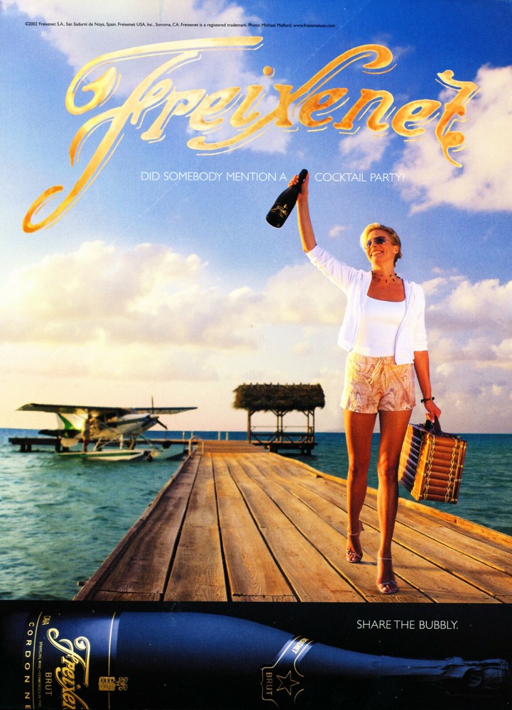 FREIXENET CHAMPAGNE AD #29 RARE 2002 OOP SHARE THE BUBBLY 2 SIDED