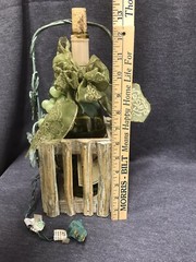 Wine Bottle Light / Nightlight / metal and wood basket Black Mountain Vineyard