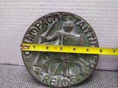 CERAMIC? Marker Dish, WALL, ASHTRAY Mounted Knight Champagne Taittinger Reims